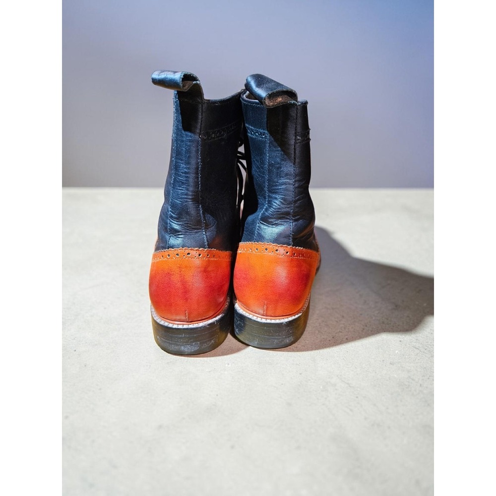 Handmade Men's 10.5 Wing Tip Brogue Lace Up Cap Toe Leather High Ankle Boot - Picture 3 of 4